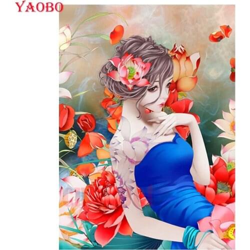 Fantasy lotus woman Diamond Painting Handicraft Needlework Diamond Embroidery Resinstone Diamond Cross Stitch Mosaic Decor