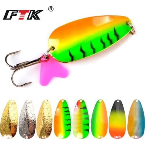 FTK 1 PC 21g/30g/35g Fishing Lure Spoon 6/6.5/7.5cm Noise Sequin Paillette Carp Hard Fishing Baits With Treble Hook Lure