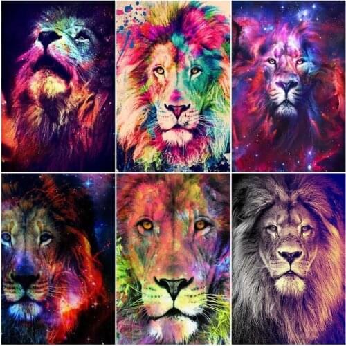 GATYZTORY Painting By Numbers Colour Lion Drawing On Canvas HandPainted Gift Picture By Number Animal Kits Home Decoration
