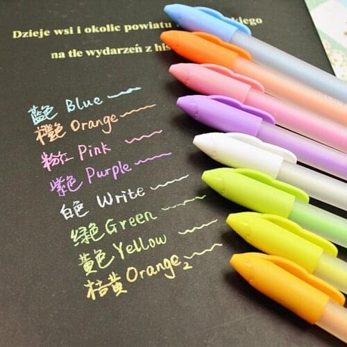 M&G genuine pastels color card pen Gouache DIY album photo color pen black card flour gel pen 0.8mm 8colors paperlaria Escolar