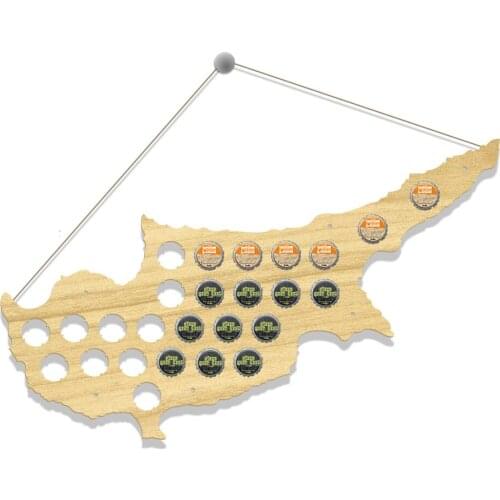 Cyprus Beer Cap Map Wooden Craft Beer Cap Display Wall Art Wood Beer Lover Cap Collectors Gift Drink Up Beer Cap Trap Hanger