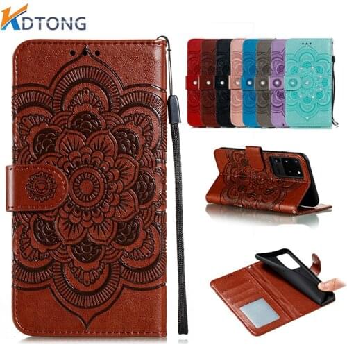Flower Embossed Leather Case For Samsung Galaxy NOTE 20 UITRA 10 PRO 9 With Rhinestone Fashion With Card Pocket Phone Case Cover