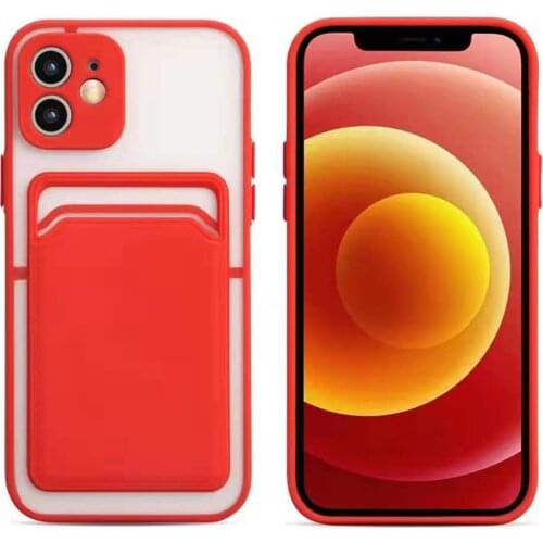 500pcs 2 in 1 Matte Frosted Transparent TPU+PC Cover Pouch Card Holder Case For iPhone 12 Mini 11 Pro Max XS XR X 8 7 6 Plus SE