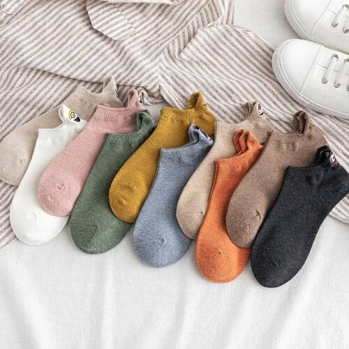 Girls Socks Hot Sale High Quality 10 Pieces Womens Socks Cotton Cute Cartoon Embroidered Funny Short Socks For Dropshipping