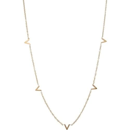 ONYSS Newest Jewelry 2021 14K Gold V Shape Letter Fashion Women Necklace Chain