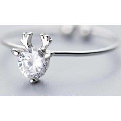 New Hot Moose Deer Elk Zircon Rings For Women Christmas Jewelry Statement Engagement Wedding Rings SAR1
