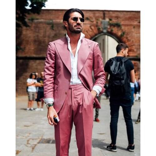 New Wide Peak Lapel Men Suits Two Buttons Costume Homme Business Groom Prom Blazer Terno Masculino Slim Fit 2 Pieces Jacket+Pant
