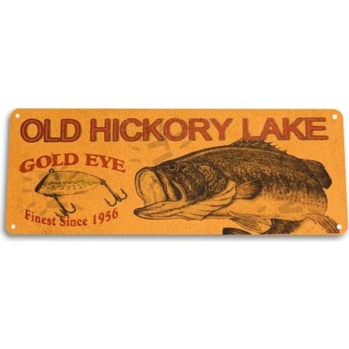 Old Hickory Lake Fish Lure Fish Bait Tackle Fishing Marina Tin Metal Decor Sign
