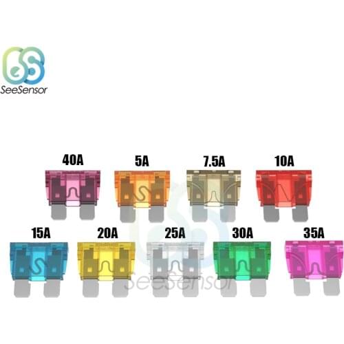 10pcs Medium Size Blade Fuse Zinc Alloy and Plastic Material 5A 7.5A 10A 15A 20A 25A 30A 35A 40A For Auto Car Truck