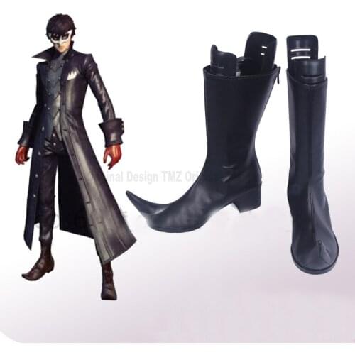 Persona 5 Joker Protagonist Akira Kurusu Ren Amamiya Black Cosplay Shoes Boots Halloween Carnival Party Costume Accessories