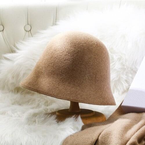 New Fashion Wool Fedora Hat Women Solid Simple Bucket Hat for Female Spring Autumn Wool Knitted Fisherman Hat Lady Outdoor Cap
