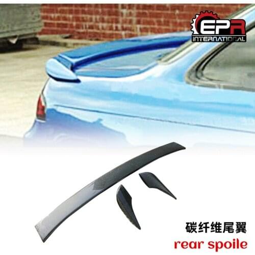 For Nissan S14 Origin Style Carbon Fiber Trunk Spoiler 3pcs Glossy Finish Rear Wing Lip Fibre Splitter Set Bootlid Body Kit Trim