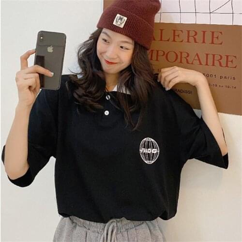 Loose Letters Casual Ins Lazy T-shirt Female Korean Harajuku Womens T-shirts Tops Japanese Kawaii Ulzzang Clothes For Women