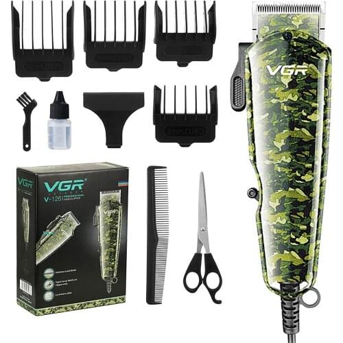 VGR Camouflage Army Green Professional Barber Hair Clipper for Men Electric Hair Cutting Machine Hair Cut Hair Trimmer