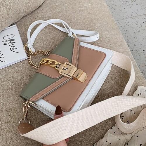 High Quality Vintage Women Shoulder Bag Chain Flap Crossbody Bags for Girls Sac Panelled Handbags Female Square Messenger Bag