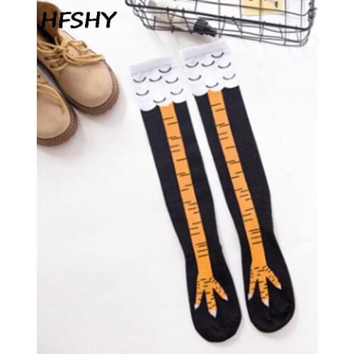 New Chicken Women Over The Knee Socks Cotton Chicken Claw Ladies Sock Cartoon 3D Print Funny Creative Animal High Socks Cosplay