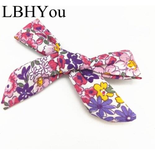 1 pcs Spring Summer Kids Girls Prints Bows Hair Clips Handmade School Girls Knotbows Cotton Fabric Hairpins Hair Accessories
