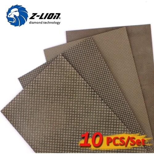 Z-LION 10PCS Diamond Sanding Paper 120*180mm Diamond Electroplated Hand Polishing Sheet Sandpaper For Grinding Glass Ceramic