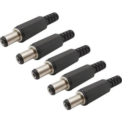 10Pcs/lot Length 9mm 5.5mm x 2.1mm DC Power Plug Connector 5.5*2.1 DC Supply Plastic Male Socket Adapter Wire Connector