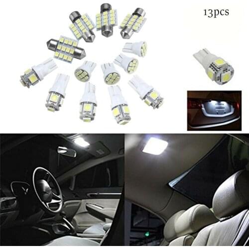 13pcs/lot LED 1206 T10 27 36mm Car Auto Interior Map White Light License Kit Replacement Plate Lamp Bulb Set Trunk Set Dome S1B0