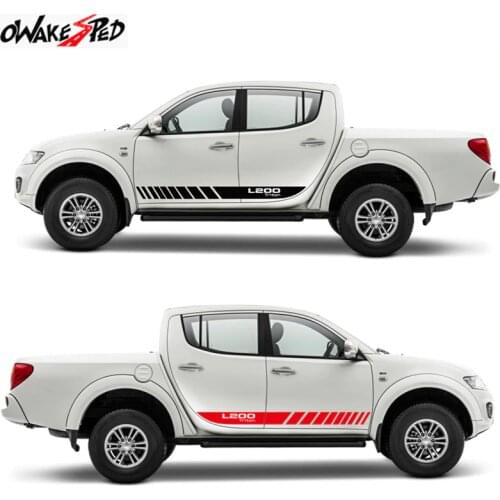 2Pcs Car Door Side Stripes Stickers For Mitsubishi-L200 Triton Auto Sports DIY Vinyl Film Styling Decals Car Tuning Accessories