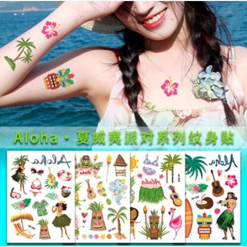 Summer Temporary Tattoo Beach Fake Tattoos Sticker Children Women Men Face Body Art Gift 20pcs