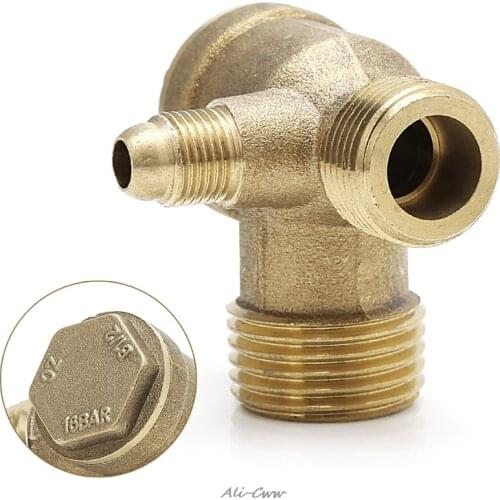 Male Thread 3 Way Metal Air Compressor Check Valve Gold Tone