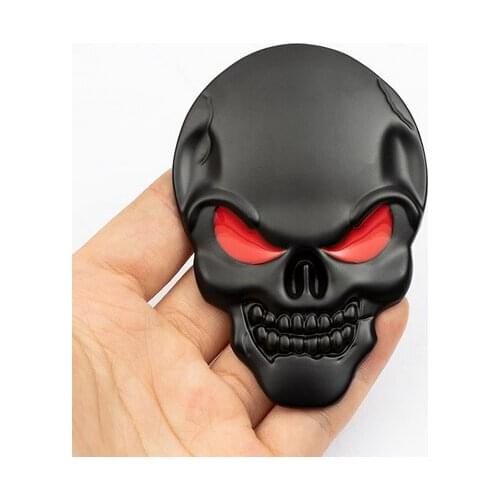 3D Black/Red Auto Stickers Metal Skull Shape Chrome Badge Emblem Decal Motorcycle Modified Car Accessories