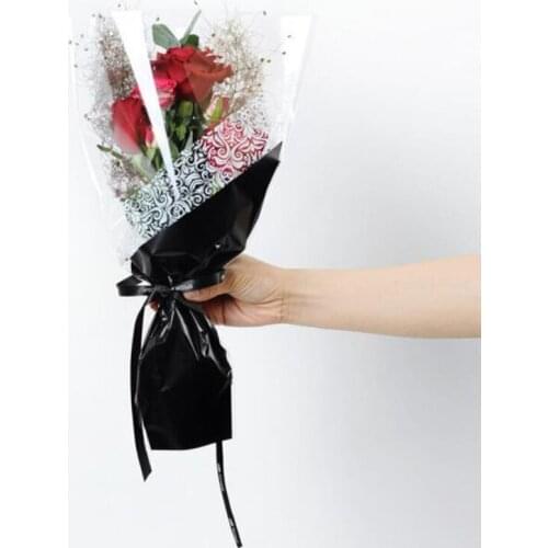 50pcs Plastic Flower Bouquet Wrapping Paper Plastic Opp Bag Floral Packaging Bags Birthday Party Decor