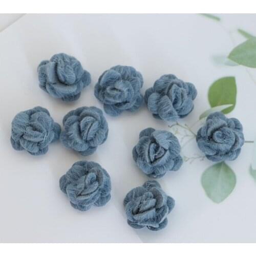 6 PCS 23mm Blue Cloth Flowers Connectors Charms DIY Earrings Accessories For Jewelry Making