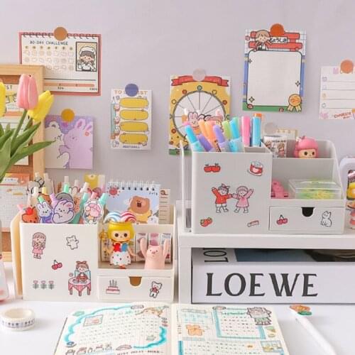 652E Students Stationery Holder with Stretching Book Holder Large Capacity Cosmetic Organizer Holder for Home Office School