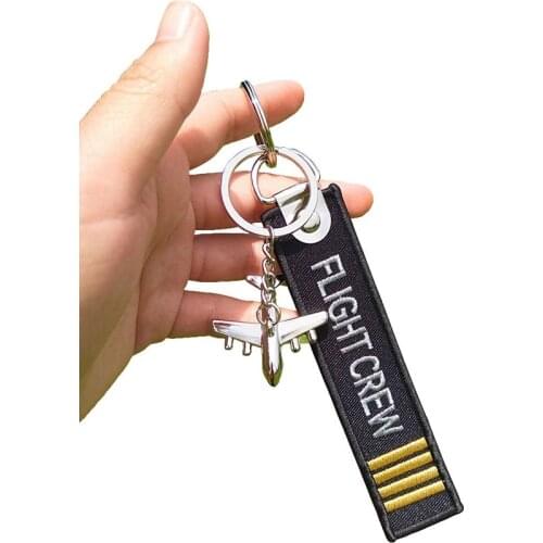 FLIGHT CREW Keychain duplex Embroidery kiss me before flight Key Chains Aircraft model Metal Gift for Men lovers