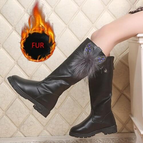 COZULMA Girls High Top Boots 2020 Winter Children Fashion Snow Boots for Girls Rabbit Ears Warm Fur Leather Shoes Princess Shoes