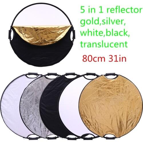 CY Free ship 32'' 80cm 5 in 1 Portable Collapsible Light Round Photography Reflector with the handle for Studio Multi Photo Disc