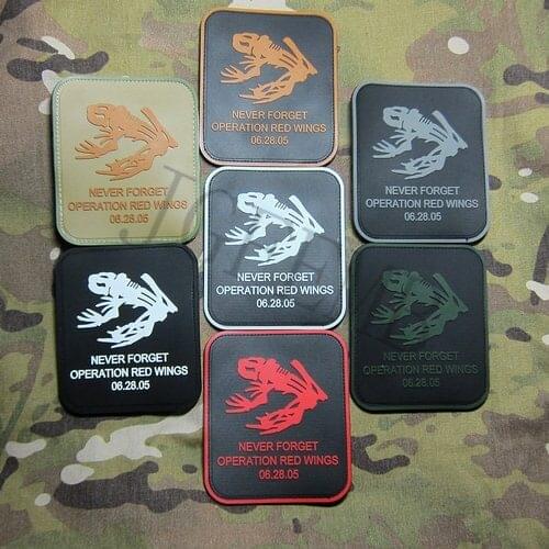DEVGRU Seal Skull Frog Operation Red Wings Never Forget Morale 3D PVC Patch Badges Black Red Green Grey Tan Luminous
