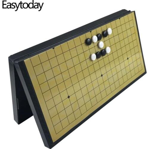 Easytoday Plastic Go Game Folding Chess Board Magnetic Go Game Chess Pieces Gobang Entertainment Games Set Boutique Gift