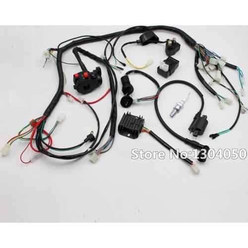 Full Electrics wiring harness loom Solenoid Coil CDI Spark Plug for 200CC 250CC 300cc ATV Quad Bike Buggy Gokart