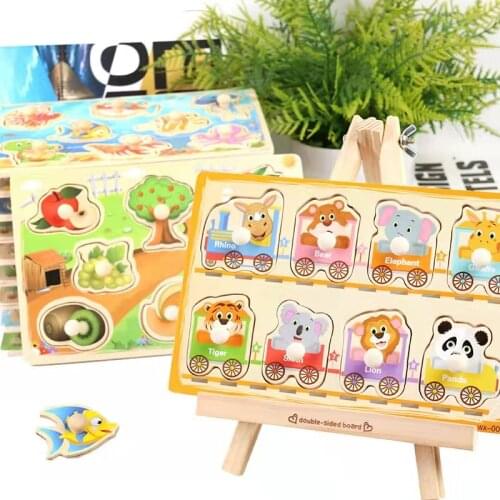 New Montessori Toys Wooden Puzzle Cartoon Vehicle Digital Animal Puzzles Jigsaw Board Learning Educational Toy For Children