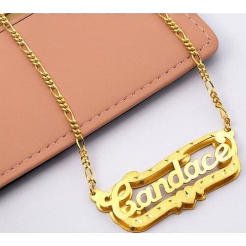 Name Necklace Double Name Plate Custom Nameplate Necklace Free Shipping Christmas Gift Idea Christmas Gift