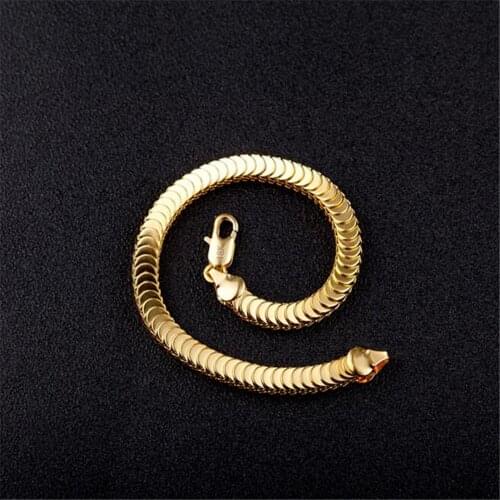 7MM Best selling 18 K Golden 20CM Snake Bone Fish Scale Bracelet Mens and Womens Thick Gold Bracelet Explosion Fine Jewelry
