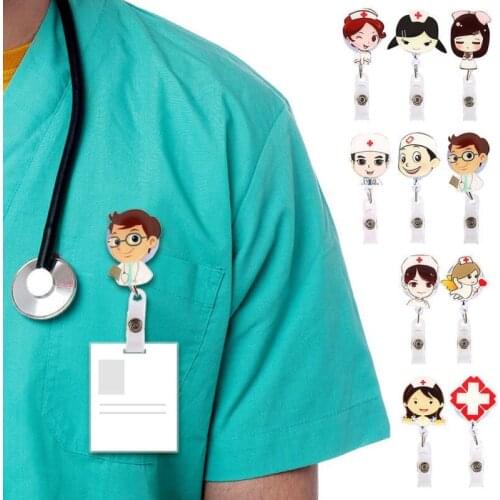Cartoon Retractable Badge Reel High quality Silicone Student Nurse Exihibiton ID Name Card Badge Holder Office Supplies Brooches