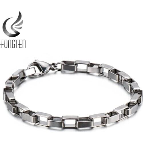 Fongten Wholesale Stainless Steel Male Bracelet Curb Link Chain Simple Fashion Bracelets Sets Jewelry