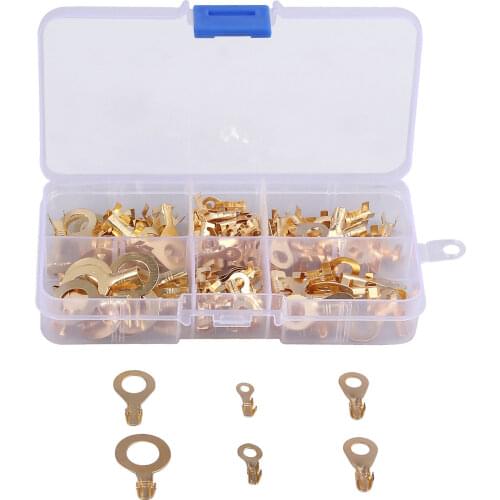 150pcs/set Assorted Brass Ring Cable Lugs Ring Copper Crimp Connector Wire Terminals Combination Set Hardware Fast Shipping