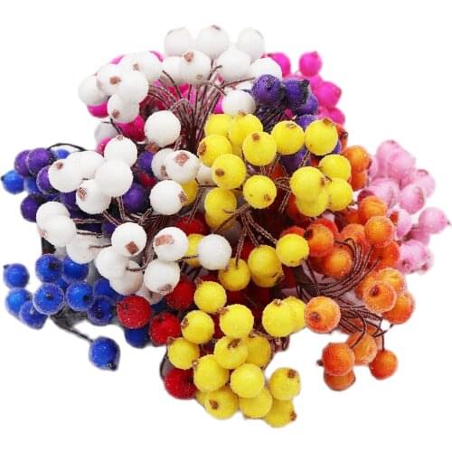 Cheap 20pcs Plastic Bacca Pomegranate Artificial Flowers For Wedding Decoration DIY Scrapbooking Decorative Wreath Fake Flowers