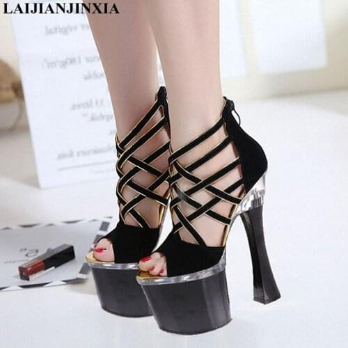 New Sexy Women Platform Sandals Dancing Shoes 18cm Thin High Heels Shoes Night Club Party Pole Dance Shoes