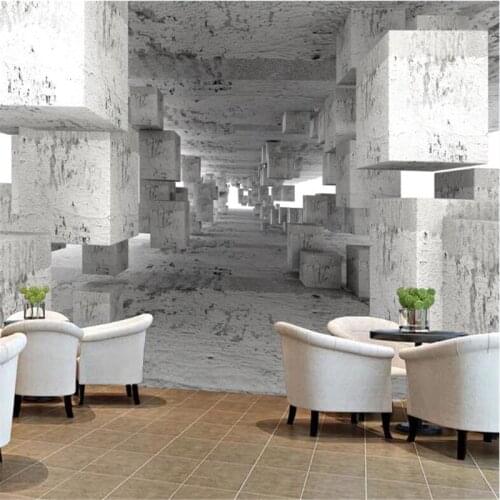 Custom wallpaper mural 3D stereo space cement wall extension space background wallpaper mural