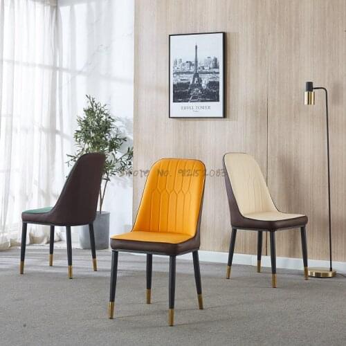 Light luxury chair Nordic leather soft bag dining chair simple backrest home hotel restaurant net red adult chair makeup stool