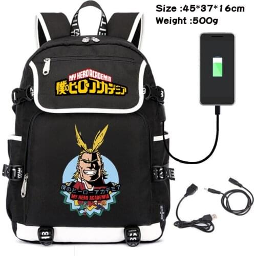 Anime Boku No Hero Academia Backpacks Men Women USB Charging Laptop Travel Bags Teenager Student kids Backpack Casual Mochila