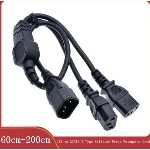 IEC 320 C14 Male Plug to 2XC13 Female Y Type Splitter Power Cord,C14 to 2ways C13 Power Adapter Cable,60cm,250V/10A