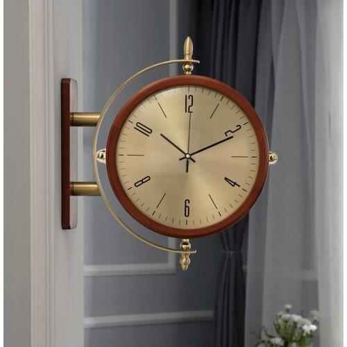 Modern Gold Wall Clock Luxury Wooden Frame Digital Electronic Wall Clock Wood Relogio Cozinha Wall Watches Home Decor OO50WC